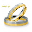 Alliance femme 2 ors satiné et 3 diamants