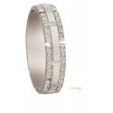 Alliance mariage or blanc 9 ct diamantée et brillant