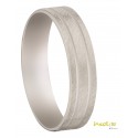 Alliance homme or blanc brossé et 2 lignes circulaires 18 ct