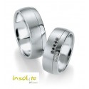 Duo alliance or blanc mat et brillant diamants noirs/blancs