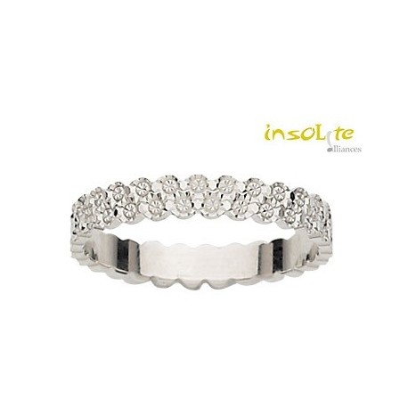 bague Alliance mariage diamantée or blanc 9 carats 375/1000 c