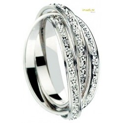 Alliance or blanc 3 anneaux  mobile 9 carats 375:1000