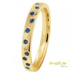 Bague or jaune 18 carats saphirs bleus parsemés