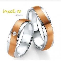 Bague Alliance de Mariage Duo Breuning Or Rose et Argent