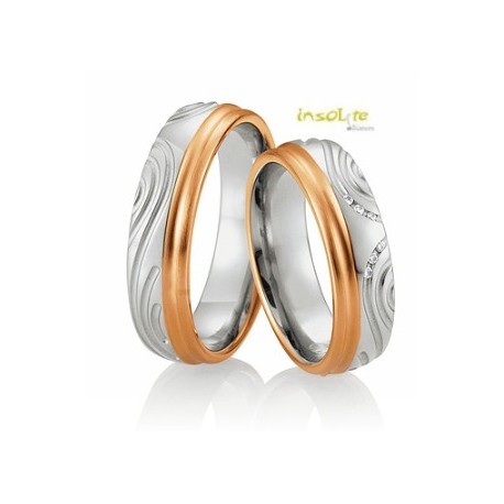 Alliance de mariage  Or blanc et Or Rose créateur Breuning 
