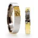 Alliance de mariage or blanc or jaune texturée