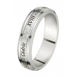 Alliance or blanc et diamant gravure laser Rhône