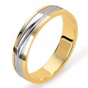Alliance homme fantaisie or jaune or blanc lapidé diagonale