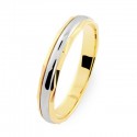 Alliance femme fantaisie or jaune facetté or blanc 18 carats