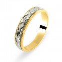 Alliance or jaune or blanc lapidé croisé 18 carats