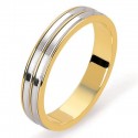 Alliance bicolore 2 anneaux or blanc poli 18 carats