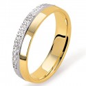 Alliance bicolore 1 anneau or jaune 1 anneau or blanc diamanté