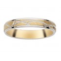 Alliance mariage or jaune or blanc 18 carats motifs