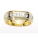 Alliance bicolore or blanc & jaune avec diamant gravure exterieur
