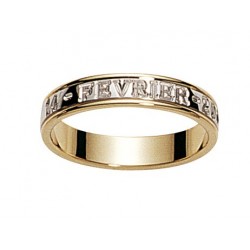 Alliance bicolore or jaune or gris gravure extérieure