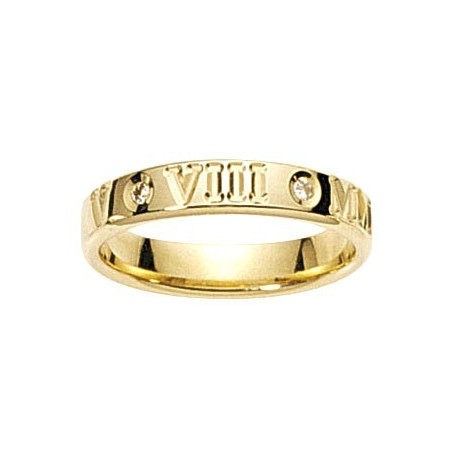 Alliance romaine avec diamant or jaune INSOLITE