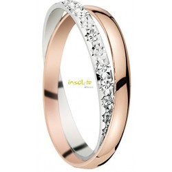 Bague de mariage entrelacée or blanc ciselé et rose Lyon