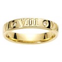 Alliance gravure romaine  diamants or jaune Lyon