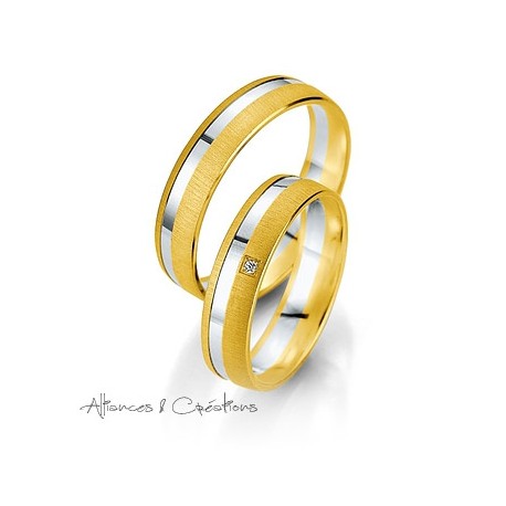 Alliance or blanc or jaune duo Breuning mat et brillant