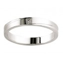 Alliance or blanc liseret diagonale et diamant