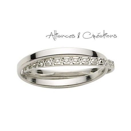 Alliance or blanc deux anneau Alliances & Créations