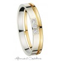 Alliance trois diamants & or blanc