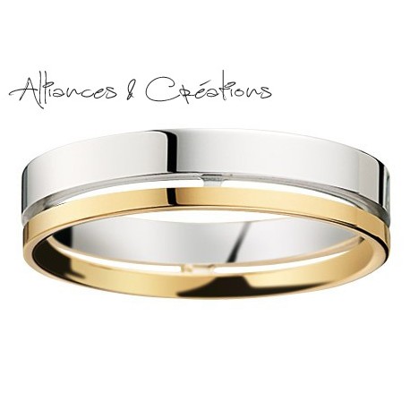 Alliance mariage or Jaune & Blanc