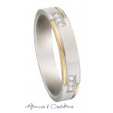 Alliance or jaune & blanc diamant