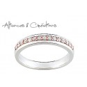 Alliance or blanc et rose & diamants