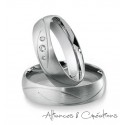 Alliance duo or blanc & diamants