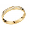Bague de mariage bicolore en or 750/1000 motifs ciselés