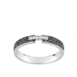 Bague or 750/1000 diamants noirs & blancs