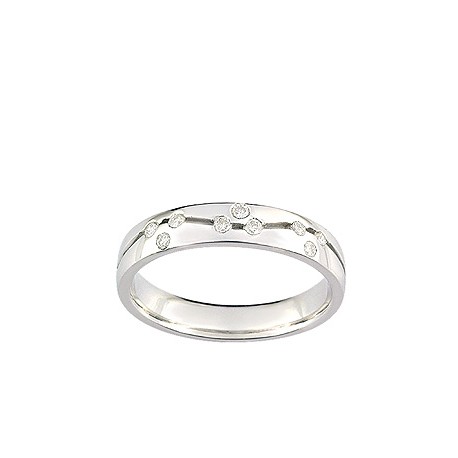 Bague de mariage or blanc et diamants parsemés