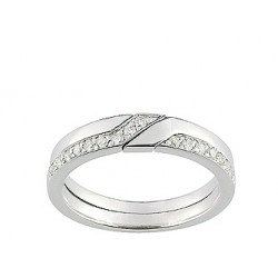 Alliance or blanc entrelacée diamants