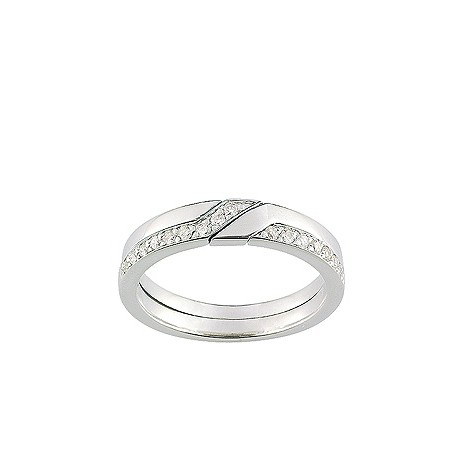 Alliance or blanc entrelacée diamants