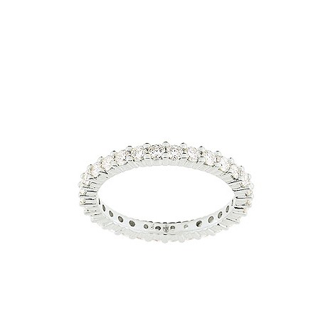 Alliance femme or blanc tour complet diamants serti grffes 1.11 ct