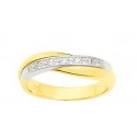 Alliance entrelacée bicolore or jaune & blanc et diamants