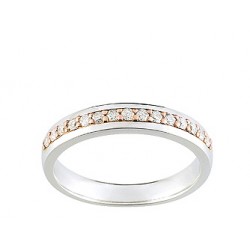 Alliance bicolore or blanc & rose et diamants serti grains