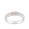 Alliance bicolore or blanc & rose et diamants serti grains