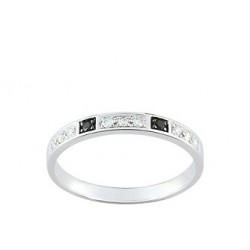 Alliance mariage or blanc diamant noirs et blancs alternés