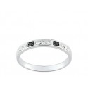 Alliance mariage or blanc diamant noirs et blancs alternés