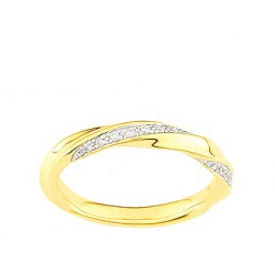Alliance or jaune torsadée 9 ct et diamants