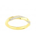 Alliance or jaune torsadée 9 ct et diamants