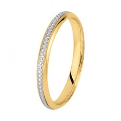 Bague or jaune & blanc motifs perlé
