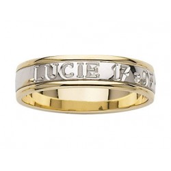 Alliance de mariage 2 ors 18 ct gravure extérieure