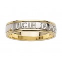 Alliance de mariage 2 ors 18 ct gravure extérieure