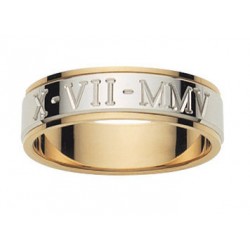 Anneau de mariage 2 ors poli 9 ct gravure extérieure