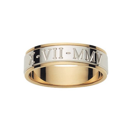 Anneau Bague or Jaune et or blanc gravure romaine