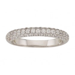 Alliance en platine diamant pavée demi tour