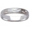 Alliance or blanc 9 ct motifs feuilles et point